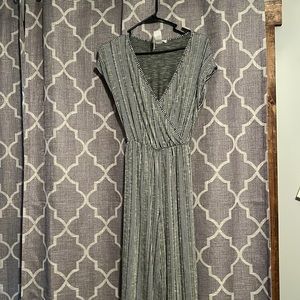 Black and White Womens Striped Jumpsuit Size M